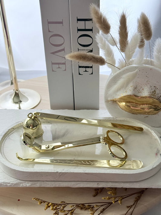Kit de accesorios dorados para velas