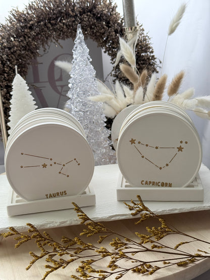 Set Completo de Posavasos Zodiacales en Resina Ecológica