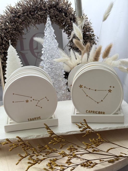 Set Completo de Posavasos Zodiacales en Resina Ecológica