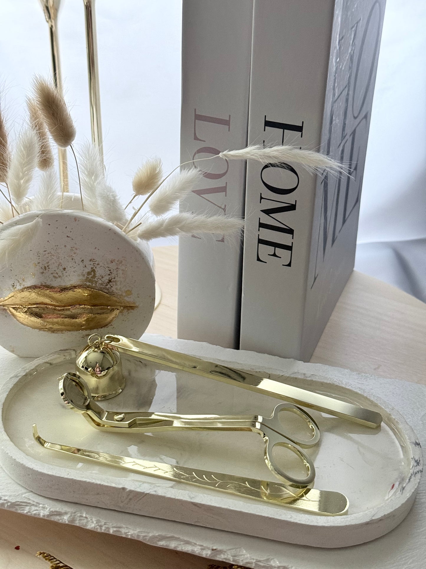 Kit de accesorios dorados para velas