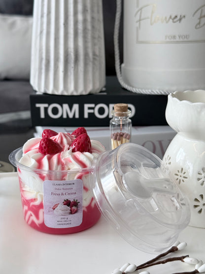 Fresa & Crema – Wax Melt Cuchareable Artesanal