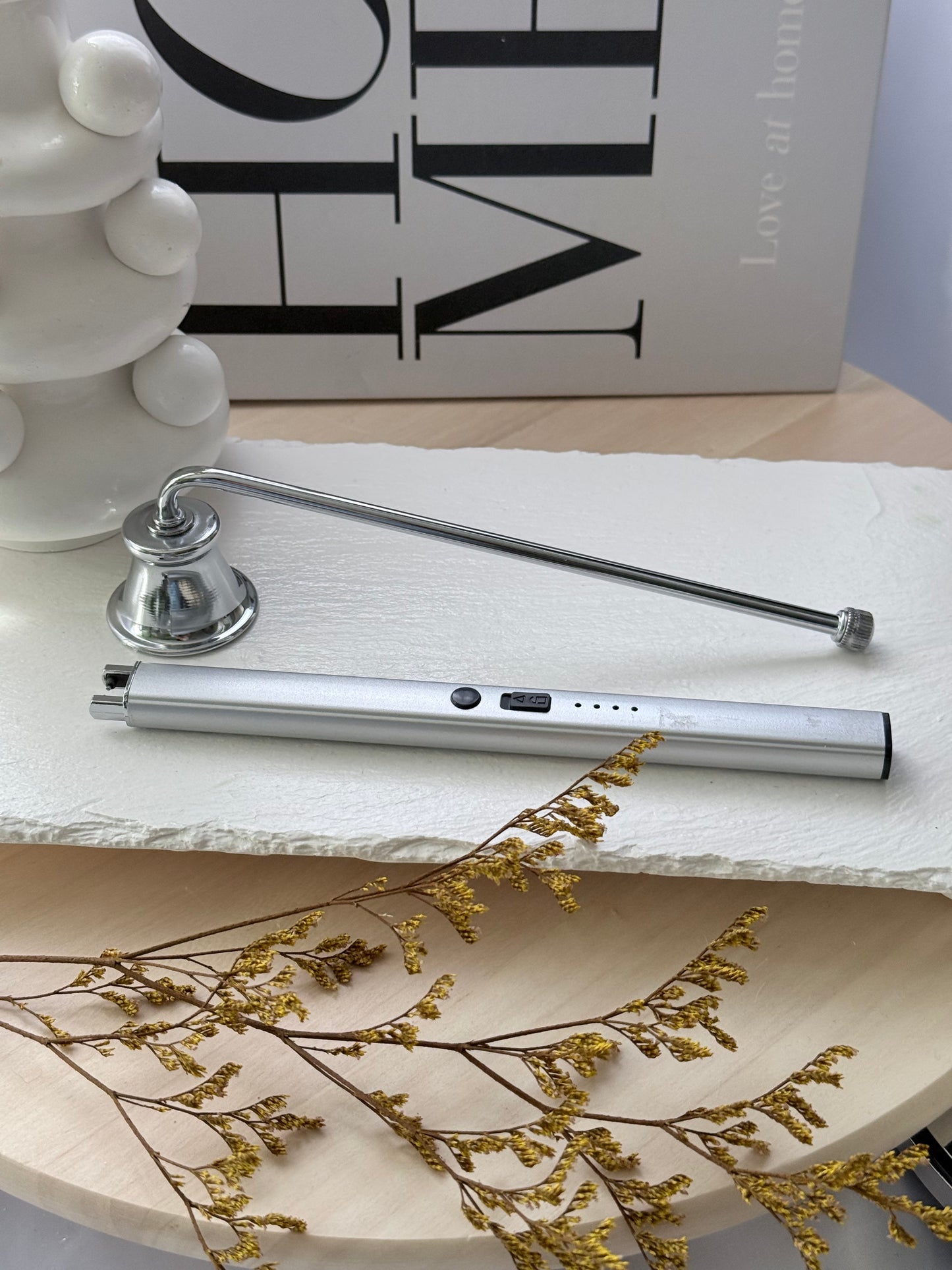 Set esencial plateado para velas