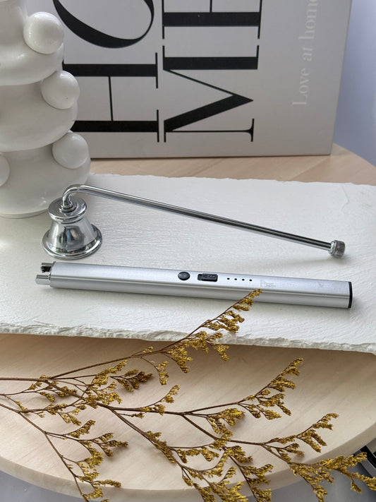 Set esencial plateado para velas