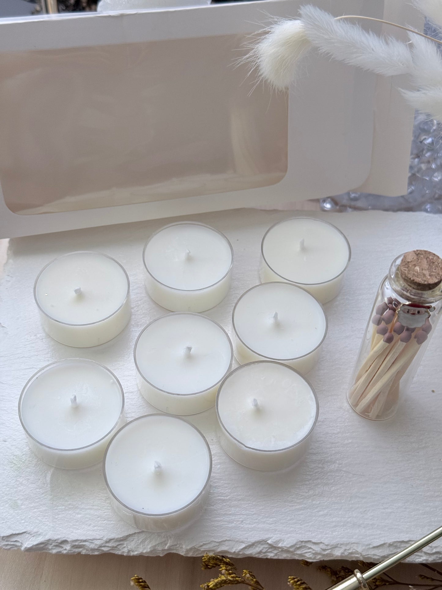 Pack de 8 velas de té sin aroma – Perfectas para tus wax melts