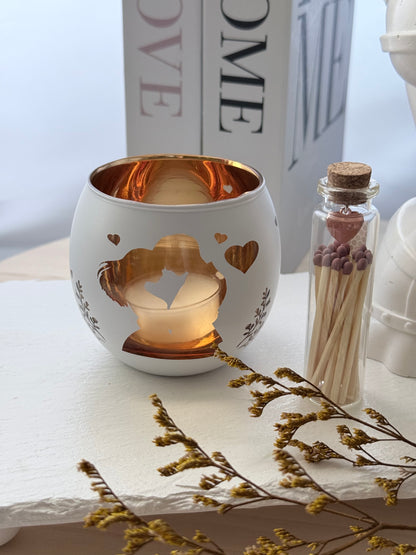 Porta Velas Decorativo con Diseño de Corazones