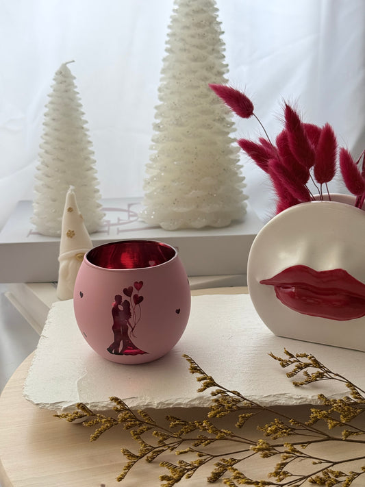 Porta Velas Romance en Rosa