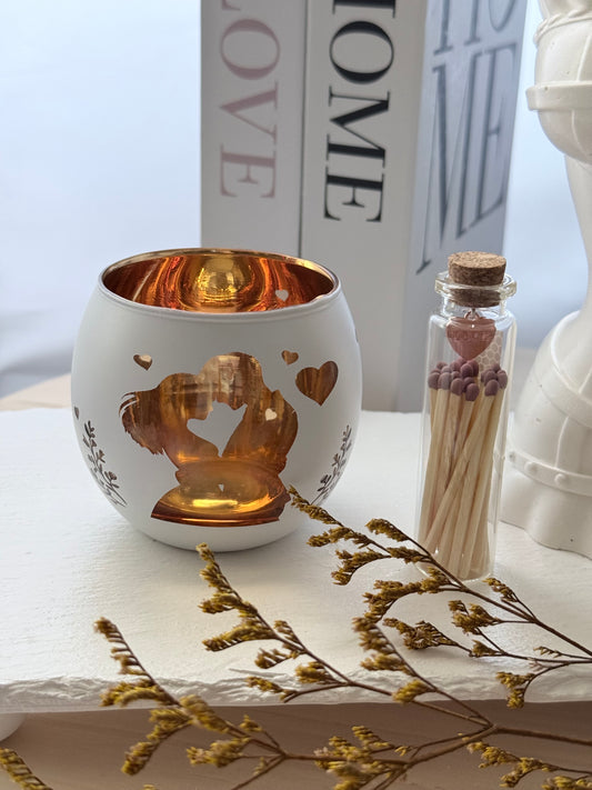 Porta Velas Decorativo con Diseño de Corazones