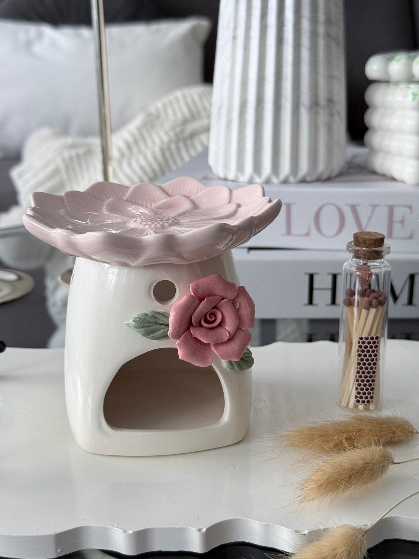Quemador de Cera Floral de Cerámica