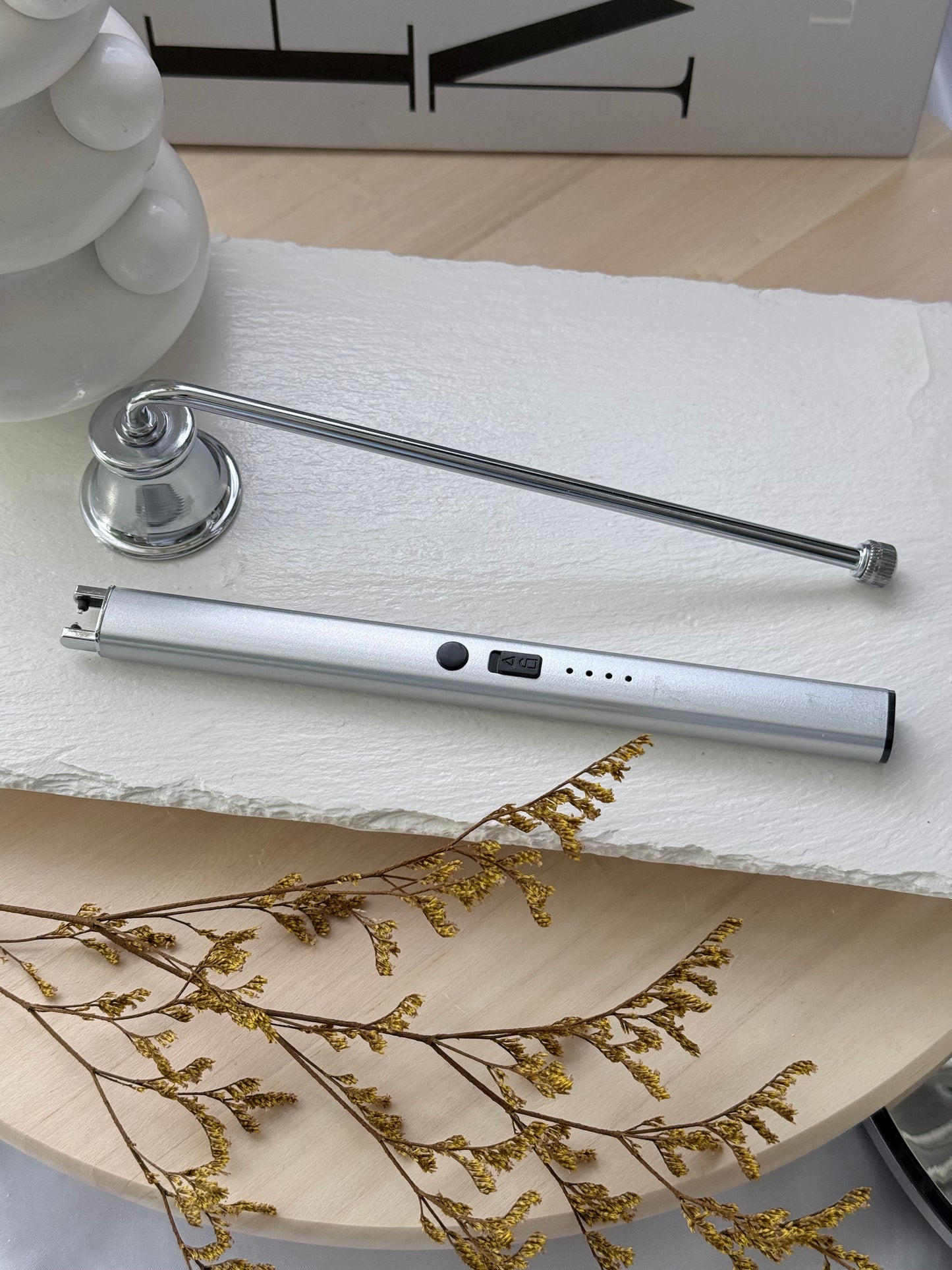 Set esencial plateado para velas